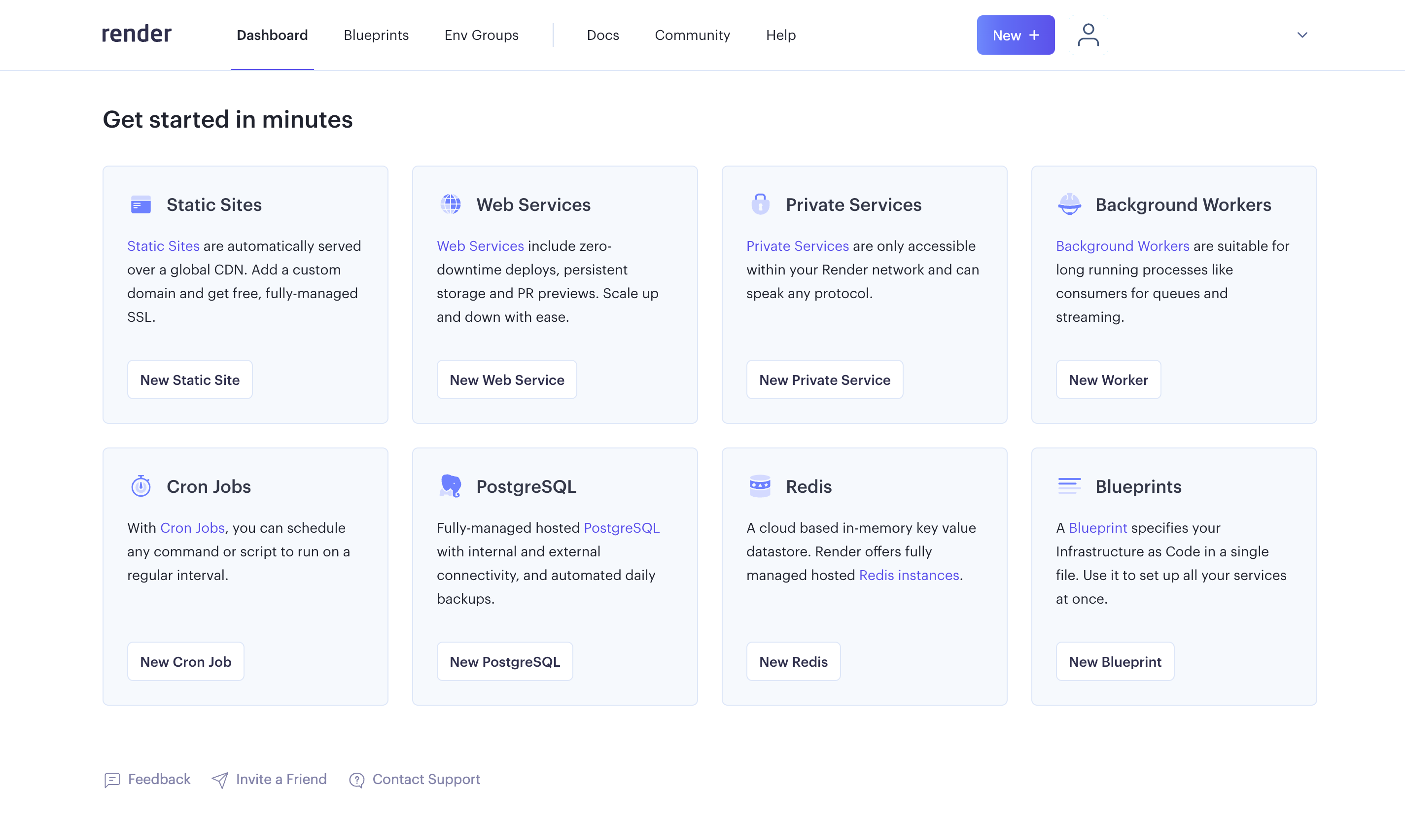 Render new web service